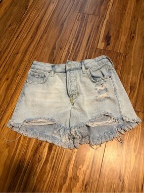 PacSun Light Blue High Waisted Ripped Denim Cutoff Shorts